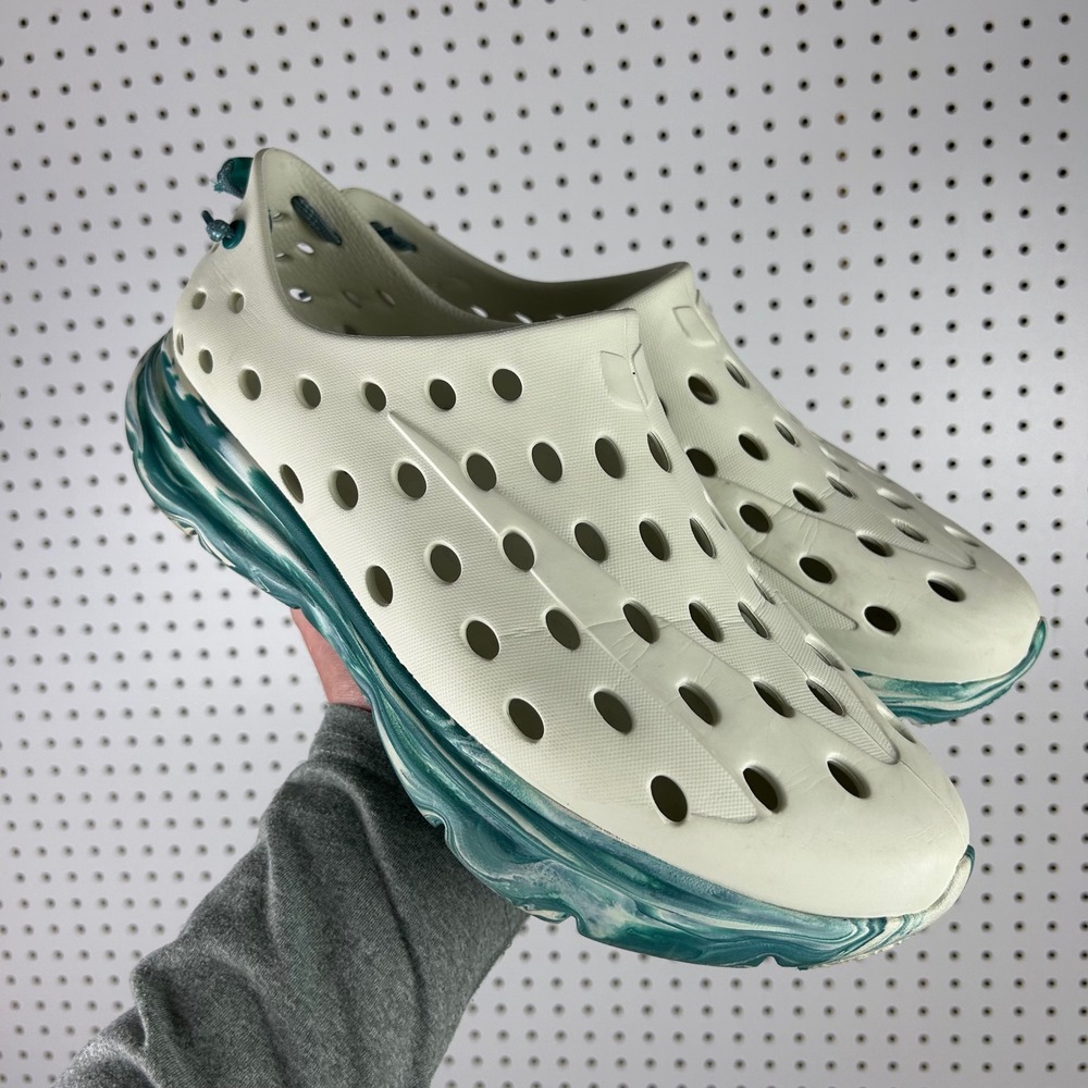 Kane Revive Active Recovery Shoes Men's 12 White Teal Marbled Slip On Hawaii